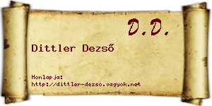Dittler Dezső névjegykártya